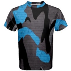 Blue, Abstract, Black, Desenho, Grey Shapes, Texture Men s Cotton T-shirt by nateshop