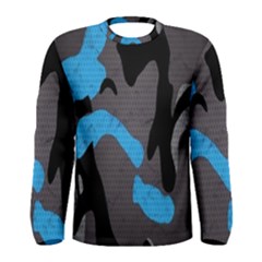 Blue, Abstract, Black, Desenho, Grey Shapes, Texture Men s Long Sleeve T-shirt by nateshop