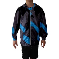 Blue, Abstract, Black, Desenho, Grey Shapes, Texture Kids  Hooded Windbreaker by nateshop