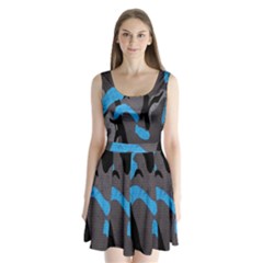 Blue, Abstract, Black, Desenho, Grey Shapes, Texture Split Back Mini Dress  by nateshop