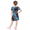 Blue, Abstract, Black, Desenho, Grey Shapes, Texture Kids  Short Sleeve Velvet Dress View2