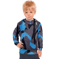 Blue, Abstract, Black, Desenho, Grey Shapes, Texture Kids  Hooded Pullover by nateshop