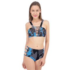 Blue, Abstract, Black, Desenho, Grey Shapes, Texture Cage Up Bikini Set by nateshop