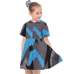 Blue, Abstract, Black, Desenho, Grey Shapes, Texture Kids  Sailor Dress