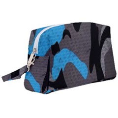 Blue, Abstract, Black, Desenho, Grey Shapes, Texture Wristlet Pouch Bag (large) by nateshop