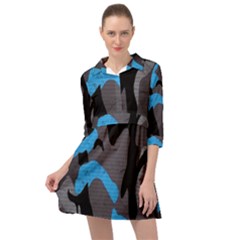 Blue, Abstract, Black, Desenho, Grey Shapes, Texture Mini Skater Shirt Dress by nateshop