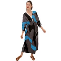 Blue, Abstract, Black, Desenho, Grey Shapes, Texture Grecian Style  Maxi Dress by nateshop