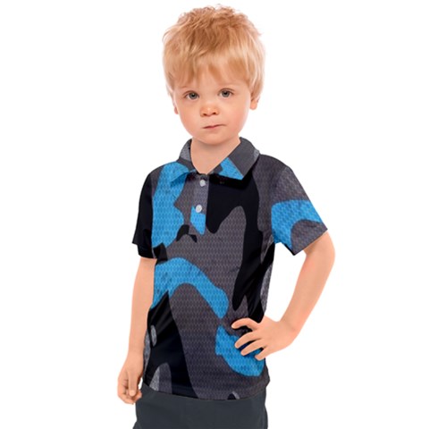 Blue, Abstract, Black, Desenho, Grey Shapes, Texture Kids  Polo T-shirt by nateshop