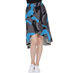 Blue, Abstract, Black, Desenho, Grey Shapes, Texture Frill Hi Low Chiffon Skirt by nateshop