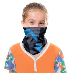 Blue, Abstract, Black, Desenho, Grey Shapes, Texture Face Covering Bandana (kids) by nateshop