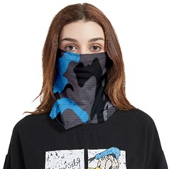 Blue, Abstract, Black, Desenho, Grey Shapes, Texture Face Covering Bandana (two Sides) by nateshop