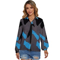 Blue, Abstract, Black, Desenho, Grey Shapes, Texture Women s Long Sleeve Button Up Shirt