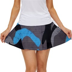 Blue, Abstract, Black, Desenho, Grey Shapes, Texture Women s Skort by nateshop