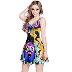 Cartoon Graffiti, Art, Black, Colorful, Wallpaper Reversible Sleeveless Dress by nateshop