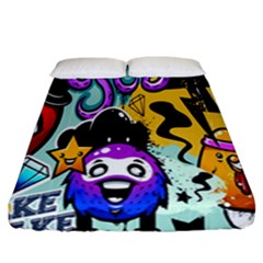 Cartoon Graffiti, Art, Black, Colorful, Wallpaper Fitted Sheet (california King Size) by nateshop