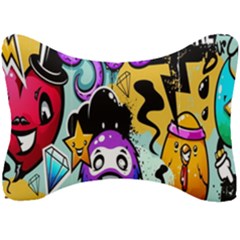 Cartoon Graffiti, Art, Black, Colorful, Wallpaper Seat Head Rest Cushion by nateshop