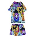 Cartoon Graffiti, Art, Black, Colorful, Wallpaper Kids  Swim T-Shirt and Shorts Set View2