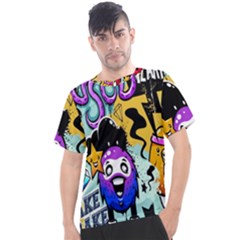 Cartoon Graffiti, Art, Black, Colorful, Wallpaper Men s Sport Top by nateshop