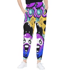 Cartoon Graffiti, Art, Black, Colorful, Wallpaper Women s Tapered Pants by nateshop