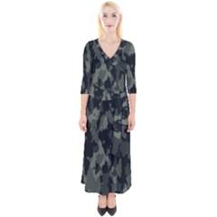 Comouflage,army Quarter Sleeve Wrap Maxi Dress by nateshop