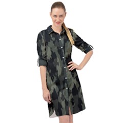 Comouflage,army Long Sleeve Mini Shirt Dress by nateshop