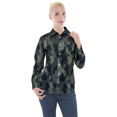 Comouflage,army Women s Long Sleeve Pocket Shirt by nateshop