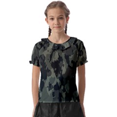 Comouflage,army Kids  Frill Chiffon Blouse by nateshop