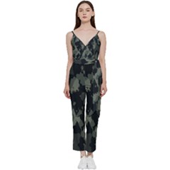 Comouflage,army V-neck Camisole Jumpsuit by nateshop