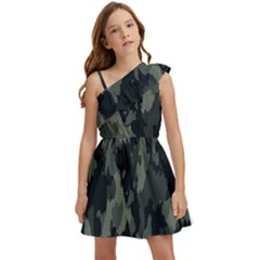 Comouflage,army Kids  One Shoulder Party Dress