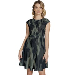 Comouflage,army Cap Sleeve High Waist Dress by nateshop