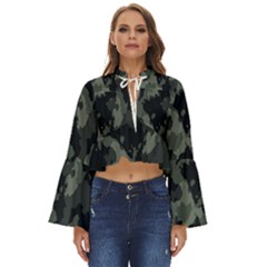 Comouflage,army Boho Long Bell Sleeve Top by nateshop