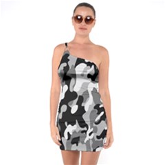 Dark Camouflage, Military Camouflage, Dark Backgrounds One Shoulder Ring Trim Bodycon Dress by nateshop