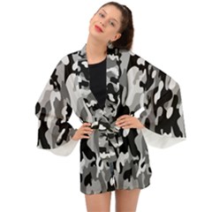 Dark Camouflage, Military Camouflage, Dark Backgrounds Long Sleeve Kimono by nateshop