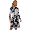 Dark Camouflage, Military Camouflage, Dark Backgrounds Long Sleeve Shirt Collar A-Line Dress View3