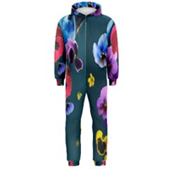 Falling Flowers, Art, Coffee Cup, Colorful, Creative, Cup Hooded Jumpsuit (men) by nateshop