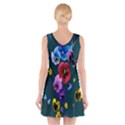 Falling Flowers, Art, Coffee Cup, Colorful, Creative, Cup V-Neck Sleeveless Dress View2