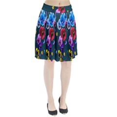 Falling Flowers, Art, Coffee Cup, Colorful, Creative, Cup Pleated Skirt by nateshop