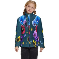 Falling Flowers, Art, Coffee Cup, Colorful, Creative, Cup Kids  Puffer Bubble Jacket Coat by nateshop