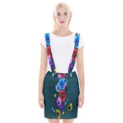 Falling Flowers, Art, Coffee Cup, Colorful, Creative, Cup Braces Suspender Skirt by nateshop