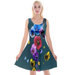 Falling Flowers, Art, Coffee Cup, Colorful, Creative, Cup Reversible Velvet Sleeveless Dress by nateshop