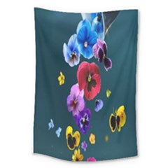 Falling Flowers, Art, Coffee Cup, Colorful, Creative, Cup Large Tapestry by nateshop