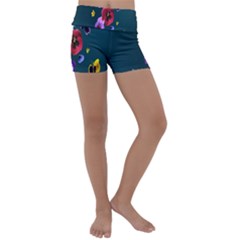 Falling Flowers, Art, Coffee Cup, Colorful, Creative, Cup Kids  Lightweight Velour Yoga Shorts by nateshop