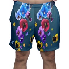 Falling Flowers, Art, Coffee Cup, Colorful, Creative, Cup Men s Shorts by nateshop