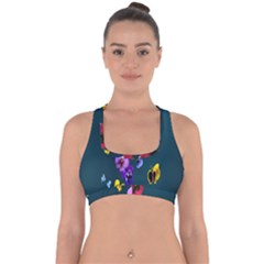 Falling Flowers, Art, Coffee Cup, Colorful, Creative, Cup Cross Back Hipster Bikini Top 