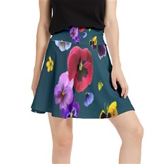 Falling Flowers, Art, Coffee Cup, Colorful, Creative, Cup Waistband Skirt by nateshop