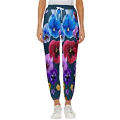 Falling Flowers, Art, Coffee Cup, Colorful, Creative, Cup Women s Cropped Drawstring Pants