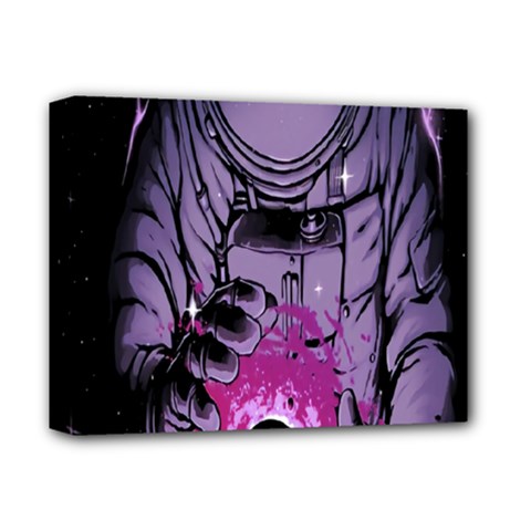 Fingerprint Astro, Amoled, Astronaut, Black, Dark, Oled Deluxe Canvas 14  X 11  (stretched) by nateshop