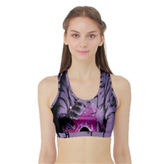 Fingerprint Astro, Amoled, Astronaut, Black, Dark, Oled Sports Bra With Border by nateshop