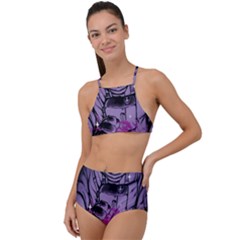 Fingerprint Astro, Amoled, Astronaut, Black, Dark, Oled Halter Tankini Set by nateshop