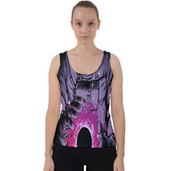 Fingerprint Astro, Amoled, Astronaut, Black, Dark, Oled Velvet Tank Top by nateshop